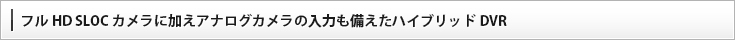 フルHD SLOCカメラに加えアナログカメラの入力も備えたハイブリッドDVR